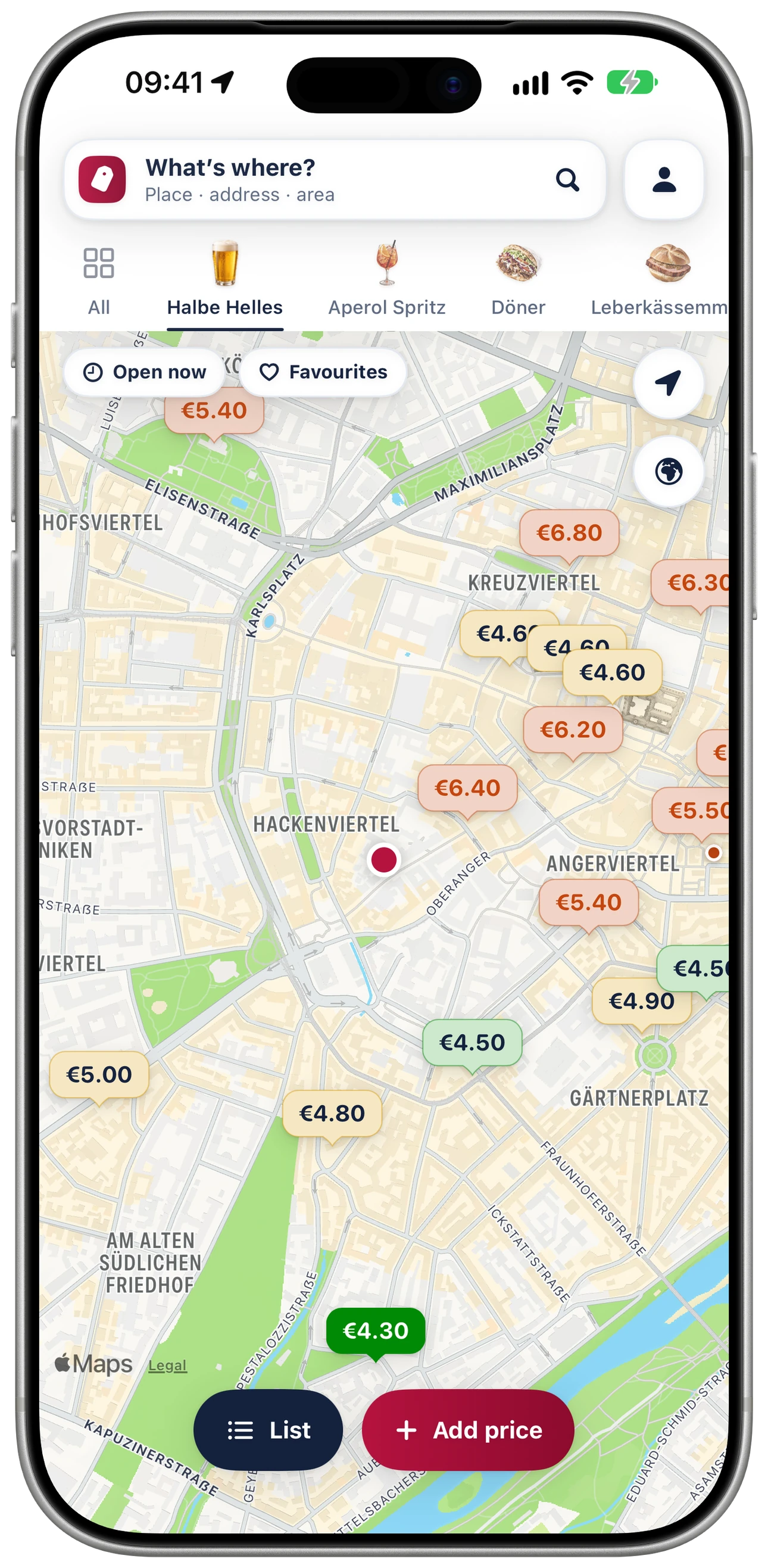 The same map in red, iPhone in silver